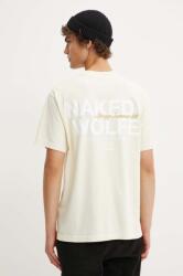 Naked Wolfe pamut póló bézs, férfi, nyomott mintás, classic. tee - bézs L