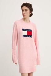 Tommy Hilfiger ruha gyapjú keverékből rózsaszín, mini, oversize, DW0DW18719 - rózsaszín M