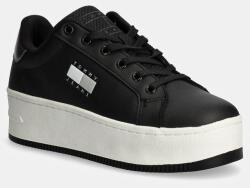 Tommy Hilfiger bőr sportcipő TJW FLATFORM SNEAKER METALLIC fekete, EN0EN02711 - fekete Női 41