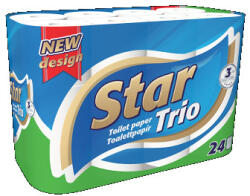Star Trio Toalettpapír 3 rétegű kistekercses 24 tekercs/csomag Star Trio fehér (C39960) - haztartasibolt