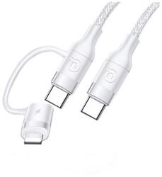 USAMS SJ403USB02 1, 2m Type-C - Lightning/Type-C fehér adat- és töltőkábel (SJ403USB02)