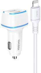 KAKU Autós Töltő KSC-528 Shengyu - 2xUSB - 2, 8A USB-ről Lightning fehér