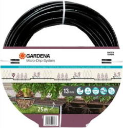 GARDENA Micro-Drip-System csepegtető vezeték bokrokhoz/sövényekhez 1, 6 l/h, 25 méter, csepegtető (fekete, 2023-as modell, föld felett és