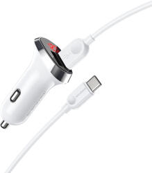 BOROFONE Autós töltő BZ15 Auspicious - 2xUSB - 2, 4A USB Type C kábellel fehér
