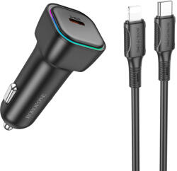 BOROFONE BZ28 Trophie autós töltő - Type C - PD 30W 3A Type C - Lightning kábel fekete