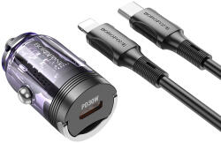 BOROFONE autós töltő BZ29 Ray - Type C - PD 30W 3A Type C to Lightning átlátszó-lila