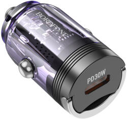 BOROFONE autós töltő BZ29 Ray - Type C - PD 30W 3A átlátszó-lila