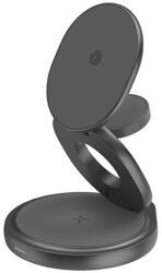 Energea Bazic GoMag Gyre MagSafe kompatibilis vezetéknélküli gyorstöltő állvány, 15W, szürke (GM-GYRE360-GUN)
