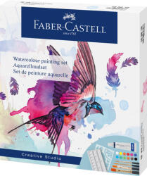 Faber-Castell Set Creativ Tempera 18 Piese (tempera Acuarele 12 Culori X 5 Ml + 4 Pensule+ Sablon Plastic) Faber-castell