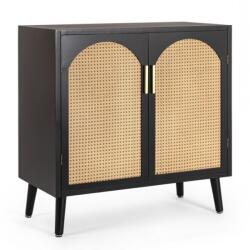 Bizzotto Comoda 2 usi mdf negru ratan natur Josine 80x40x80 cm (0748607) Comoda