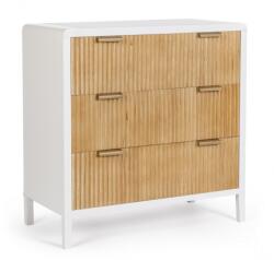 Bizzotto Comoda 3 sertare lemn alb natur Charley 80x40x82 cm (0748601) Comoda