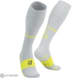 Compressport Full Oxygen térdzokni, white/safe yellow (T2)