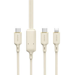 Dudao 2in1 USB-C - USB-C + Lightning Kábel - 1.2m 100W - Bézs (L7SF)