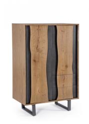 Bizzotto Comoda 2 usi 2 sertare mdf maro otel gri Garwood 80x42x120 cm (0747115) Comoda