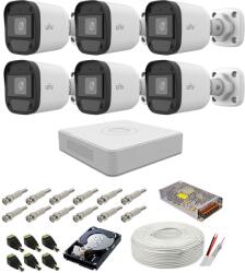 UNIVIEW Kit supraveghere complet audio-video UNIVIEW, 6 camere, 2 MP, IR 20M