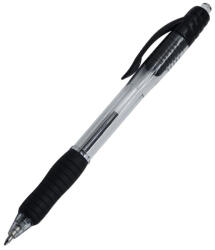 BLUERING Golyóstoll 0, 7mm, nyomógombos, gumírozott fogórész, fekete átlátszó test, Bluering® R2, írásszín fekete - nyomtassingyen