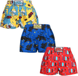 Styx 3PACK gyermek bő szárú boxeralsók Styx art klasszikus gumipánt többszínű (3J16909) 9-11 éves