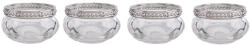 Clayre & Eef Set 4 suporturi lumanari sticla transparenta metal argintiu 6x3 cm (6GL1129)