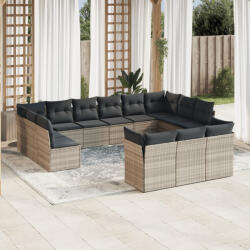 vidaXL 13 részes világosszürke polyrattan kerti ülőgarnitúra párnákkal (3250291) - balena