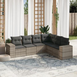vidaXL 6 részes világosszürke polyrattan kerti ülőgarnitúra párnákkal (3254949) - balena