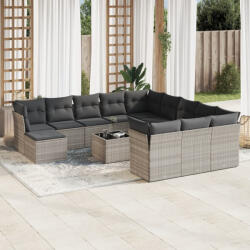 vidaXL 13 részes világosszürke polyrattan kerti ülőgarnitúra párnákkal (3250481) - balena
