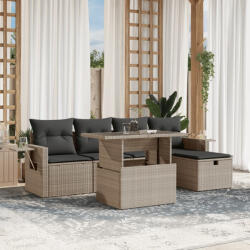 vidaXL 6 részes világosszürke polyrattan kerti ülőgarnitúra párnákkal (3274972) - balena