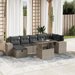 vidaXL 8 részes világosszürke polyrattan kerti ülőgarnitúra párnával (3275312) - balena