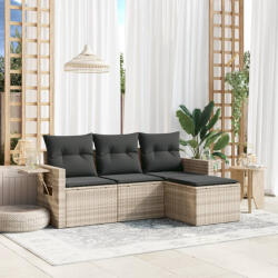 vidaXL 4 részes világosszürke polyrattan kerti ülőgarnitúra párnákkal (3220071) - balena
