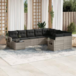 vidaXL 10 részes világosszürke polyrattan kerti ülőgarnitúra párnákkal (3252999) - balena