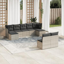 vidaXL 9 részes világosszürke polyrattan kerti ülőgarnitúra párnával (3250111) - balena