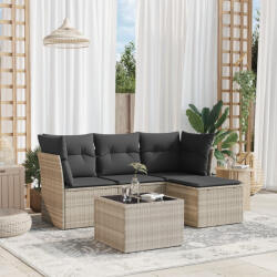 vidaXL 5 részes világosszürke polyrattan kerti ülőgarnitúra párnákkal (3249391) - balena