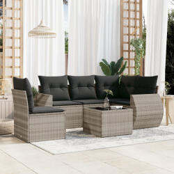 vidaXL 6 részes világosszürke polyrattan kerti ülőgarnitúra párnákkal (3253719) - balena