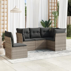 vidaXL 5 részes világosszürke polyrattan kerti ülőgarnitúra párnákkal (3217642) - balena