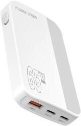 Mobile Origin 65W GaN III Slim Charger dual USB-C Single USB-A White töltőfej (GAN-65W-SLM-WHT)