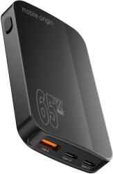 Mobile Origin 65W GaN III Slim Charger dual USB-C Single USB-A Black töltőfej (GAN-65W-SLM-BLK)