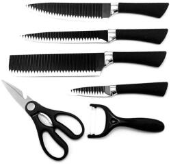 HausRoland Set cutite HausRoland HR010-1, 6 piese, Decojitor, Foarfeca, Maner gumat, Maro (HR010-1 black)