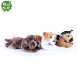 Rappa Câine de pluș 3 tipuri culcat cu sunet, jack russel, labrador și ciobanesc german, 18 cm ECO-FRIENDL (183216)
