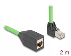 Delock Cablu prelungitor de retea RJ45 Cat. 6A SFTP drept/unghi sus TPU 2m Verde pentru medii industriale, Delock 80884 (80884)