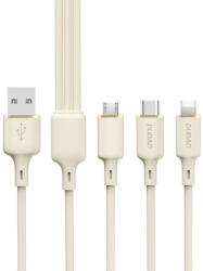 Dudao 3in1 USB-A - USB-C + Lightning + micro USB Kábel - 1.2m 66W - Bézs (L7SE)