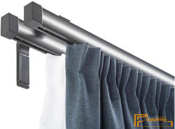  (6 szín 16 méret) Motivo Premium kétsoros függöny karnis szett(1.5méter). Függönytartó karnis, hosszú oldalfali szereléssel - 07 Antracit