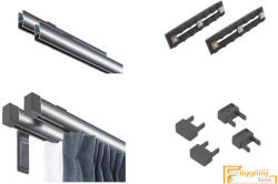  (6 szín 16 méret) Motivo Premium kétsoros függöny karnis szett(1.75méter). Függönytartó karnis, mennyezeti tartóval - 07 Antracit