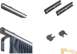  (6 szín 16 méret) Motivo Premium egysoros függöny karnis szett(2.25méter). Függönytartó karnis mennyezeti tartóval- 07 Antracit