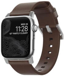 Nomad Bratara fitness Nomad Leat. Strap brown/silver - Apple Watch Ultra 2/1(49mm) 9/8/7 (45mm)/6/SE/5/4(44mm)/3/2/1(42mm) (NM1A4RSM00) - vexio