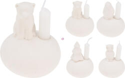 Koopman Trendi Gyertyatartó gyertyával porcelán, 8 cm állatok kövön (APF660320)
