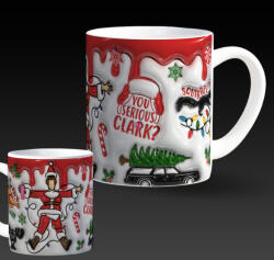 Deconline Customs 3D mintás karácsonyi bögre 3D pufi hatású "Karácsonyi vakáció (DO129131)