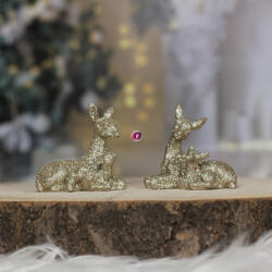 Decoration & Design Őzike glitteres poly 8 cm ezüst 2 db-os szett (DD59732)