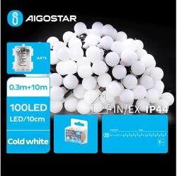 Aigostar B. V. Aigostar - LED Kültéri lánc 100xLED/3xAA/8 funkció 10, 3 m IP44 hideg fehér B10303K4K (AI1153)