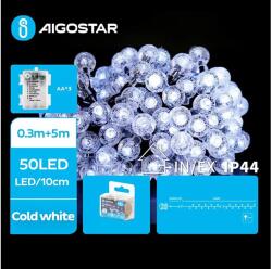Aigostar B. V. Aigostar - LED Kültéri lánc 50xLED/3xAA/8 funkció 5, 3 m IP44 hideg fehér AI1158 (AI1158)