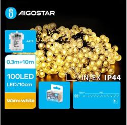 Aigostar B. V. Aigostar - LED Kültéri lánc 100xLED/3xAA/8 funkció 10, 3 m IP44 meleg fehér B10303K4Q (AI1149)