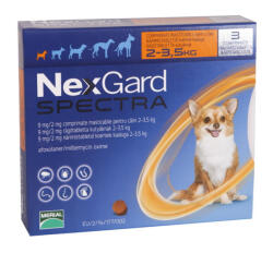 Merial NexGard Spectra XS comprimate masticabile, 2-3.5 kg, 3 comprimate